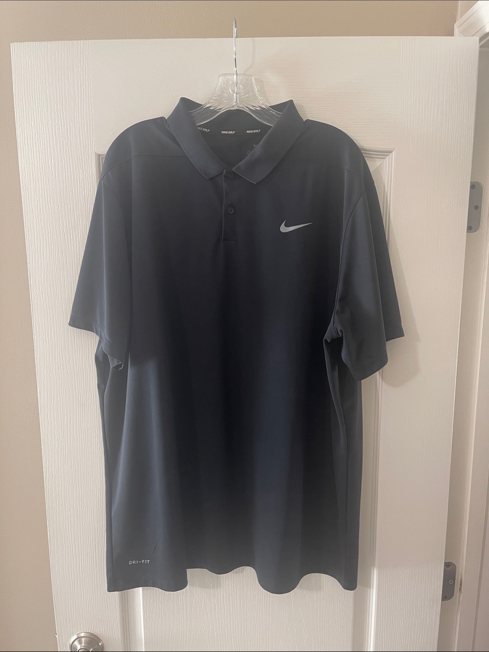Nike Men’s Dry Fit Black Polo with Gray Swoosh - XXL